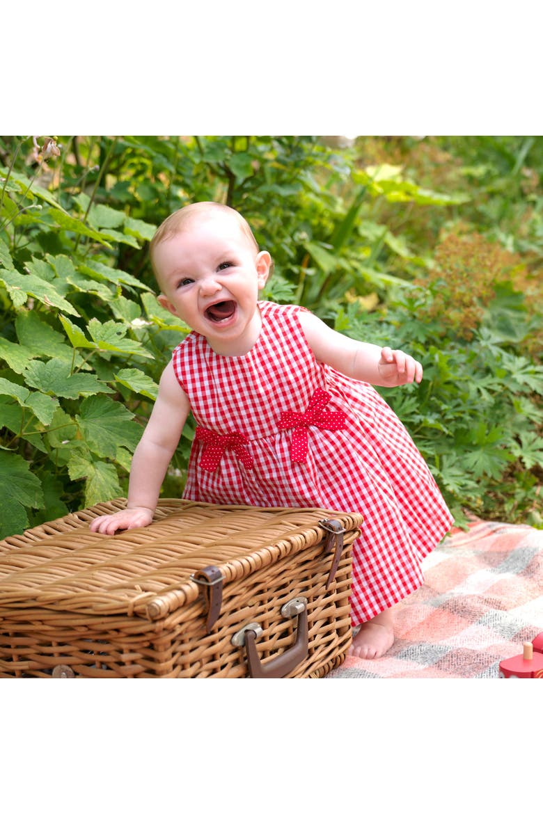 Gingham Bow Dress and Bloomers, Alternate, color, Red