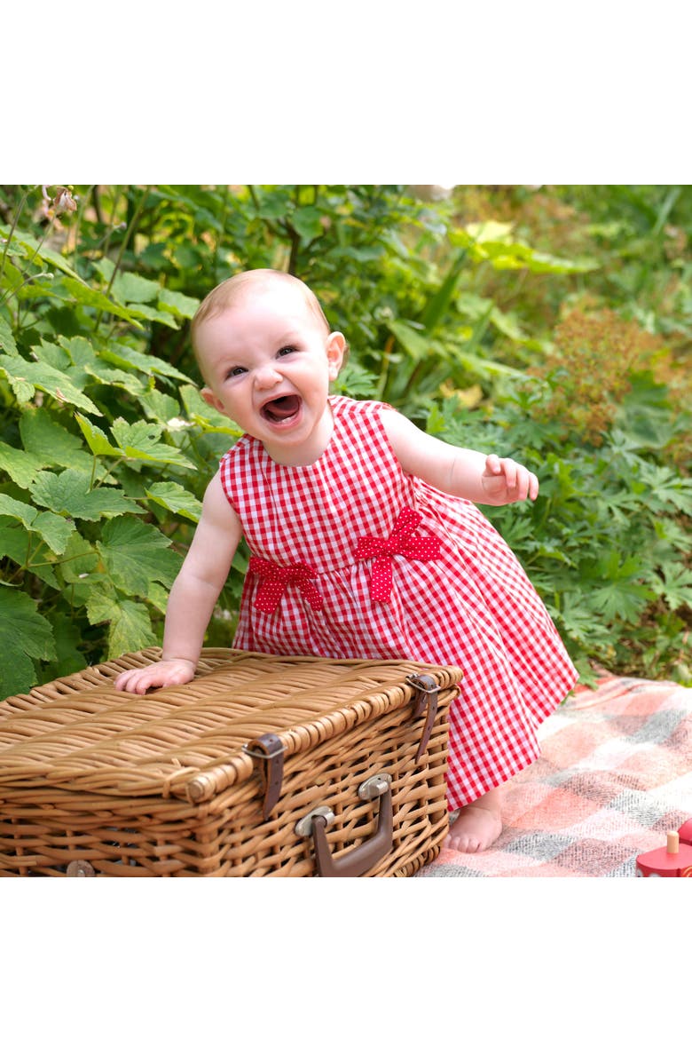 Rachel Riley Gingham Bow Dress and Bloomers, Alternate, color, Red