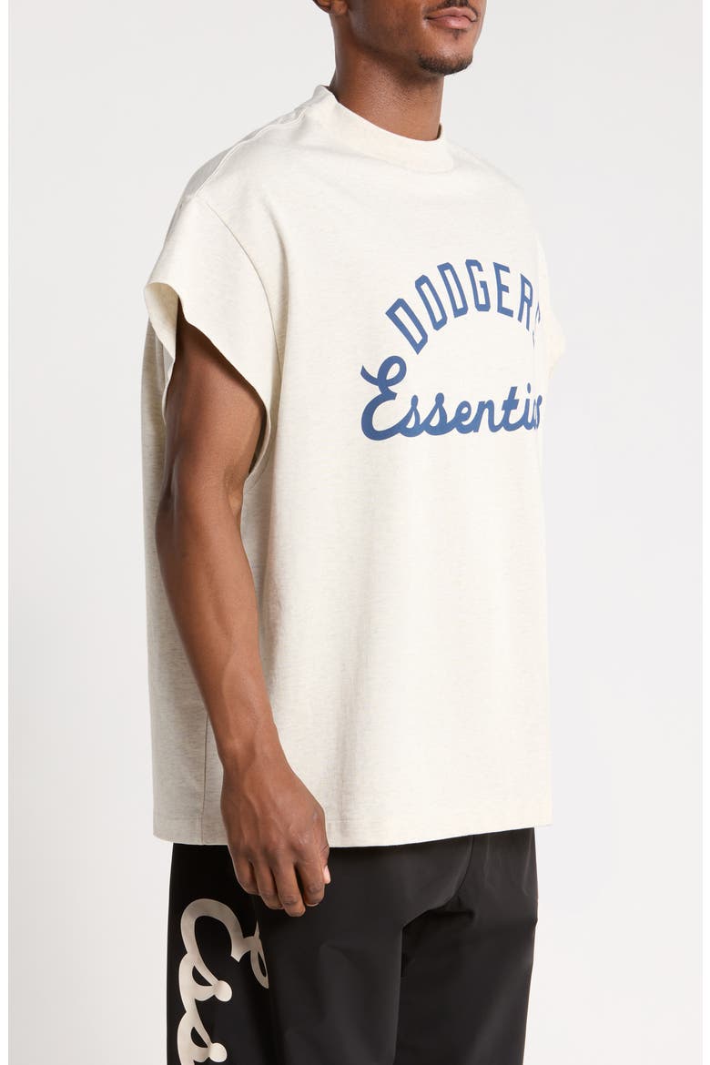 Dodgers '90s Jersey Cotton Cutoff T-Shirt, Alternate, color, OATMEAL HEATHER