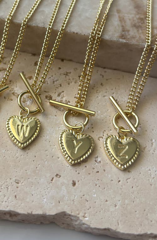 Adornia 14k Gold Plated Heart Initial Toggle Necklace