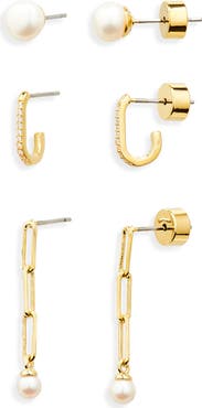Nordstrom Set of 3 Demi Fine Cubic Zirconia & Pearl Earrings