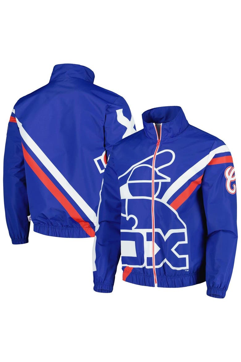 Men's Mitchell & Ness Royal Chicago White Sox Exploded Logo Warm Up Full-Zip Jacket, Main, color, Royal