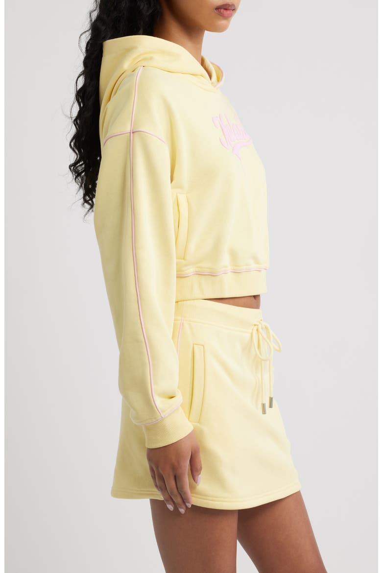 Puff Paint Cropped Hoodie, Alternate, color, CUSTARD CLOUD