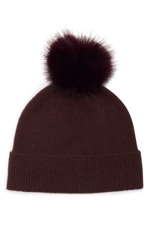 Faux Fur Cashmere Pompom Beanie