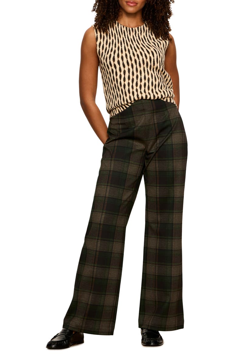 Relay Plaid Pull-On Pants, Alternate, color, KALAMATA GREEN PLAID