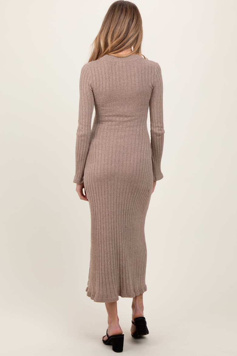 Ribbed Knit Midi Sweater Dress, Alternate, color, Mocha