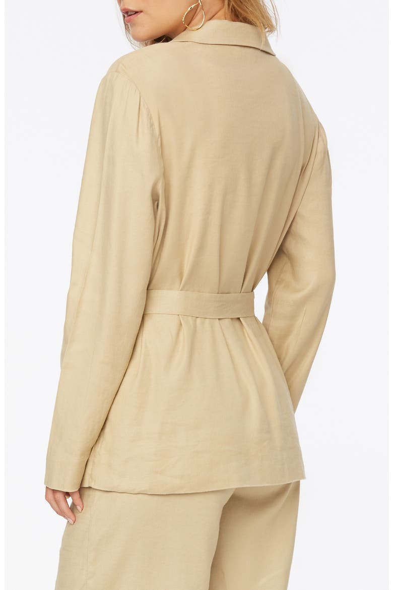 Belted Linen Blend Blazer, Alternate, color, WARM SAND