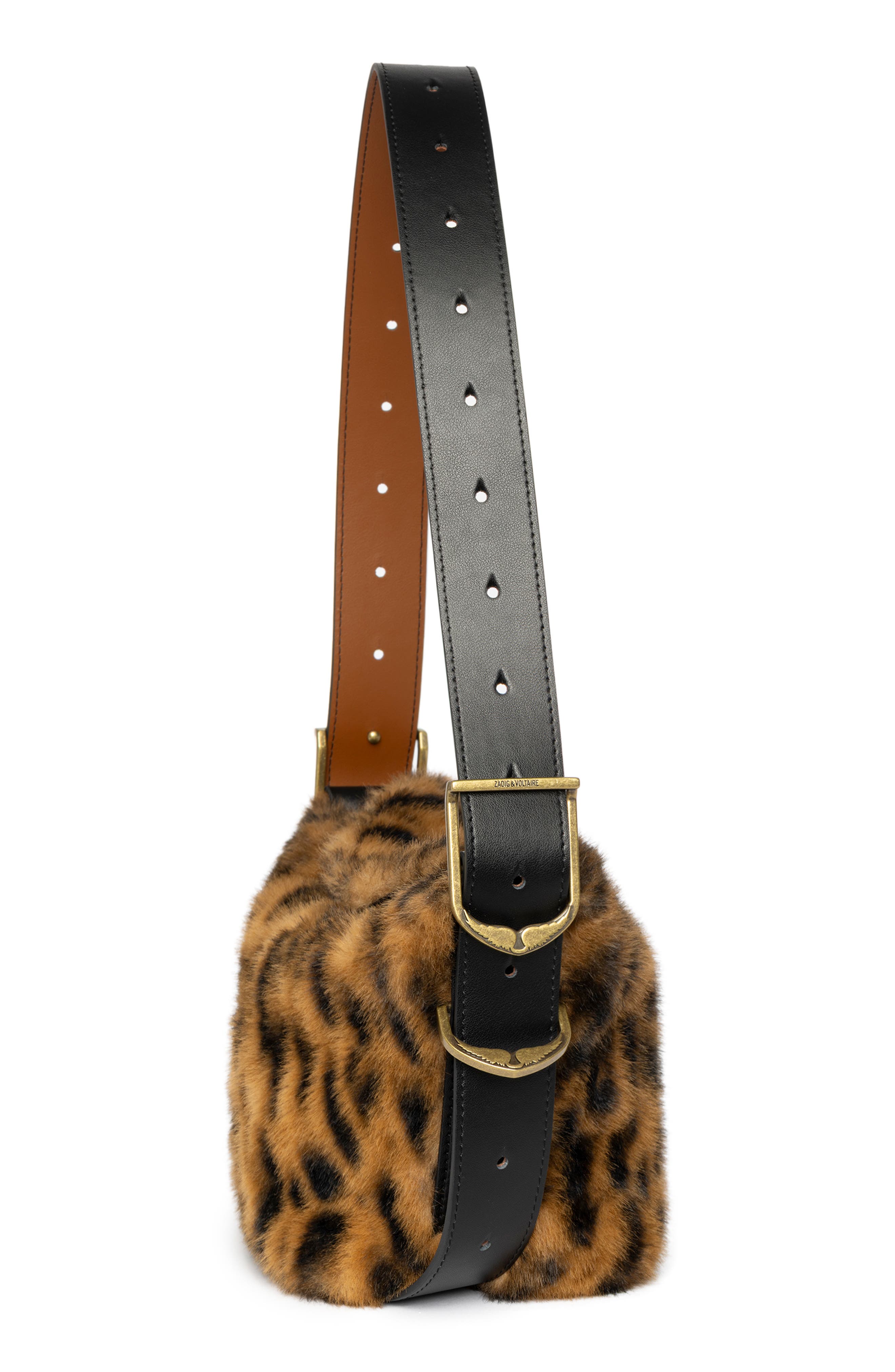 Zadig 
Voltaire Baby Jane Leo Faux Fur Shoulder Bag, Alternate, color, Cognac