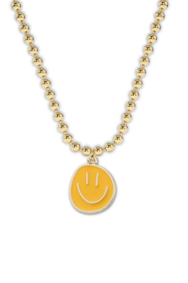 Smiley Charm Necklace in Gift Bottle, Alternate, color, Yellow