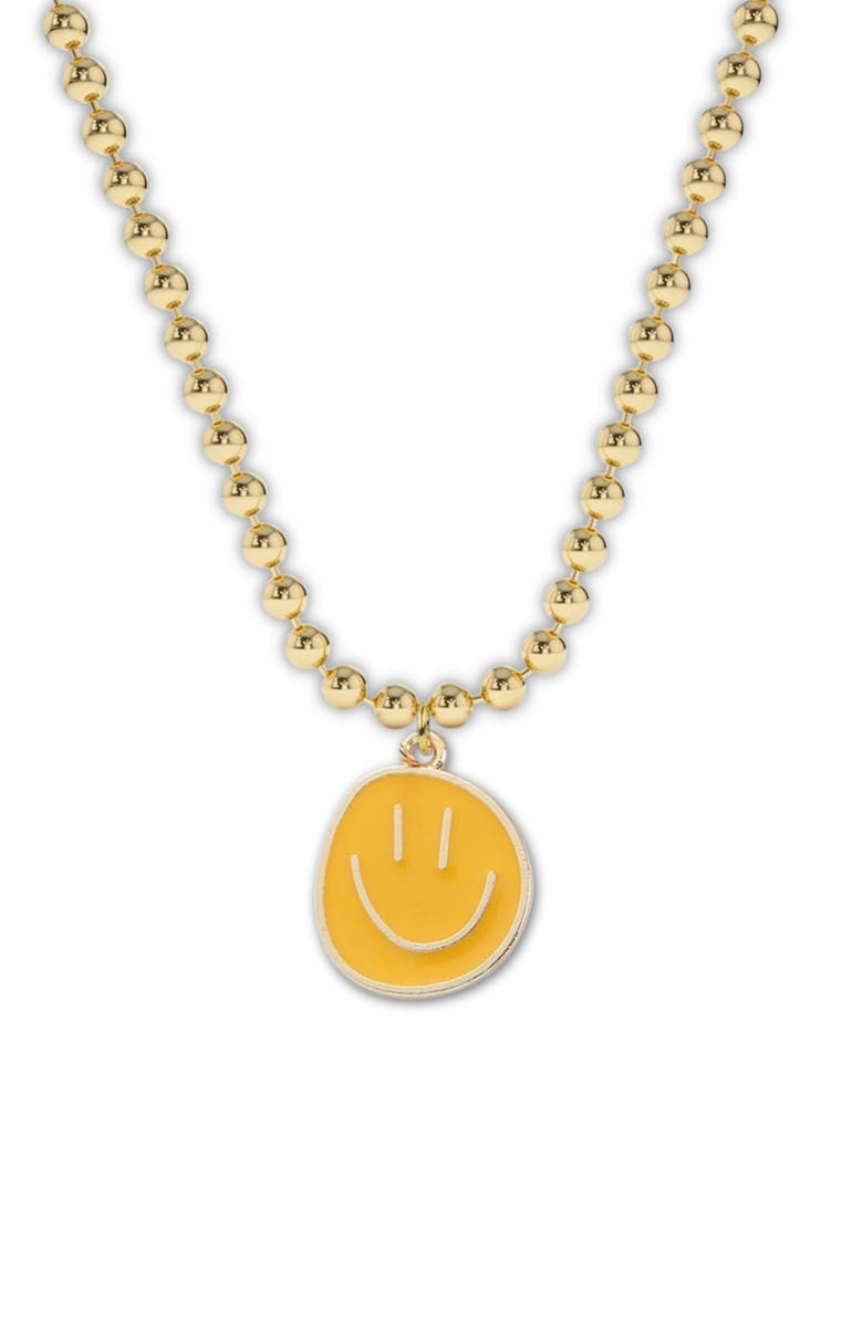 Little Miss Zoe Smiley Charm Necklace in Gift Bottle, Alternate, color, Yellow