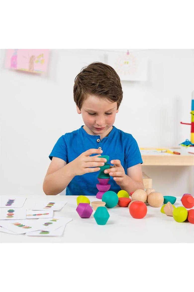 Wooden Towering Beads, Alternate, color, Yellow Multi