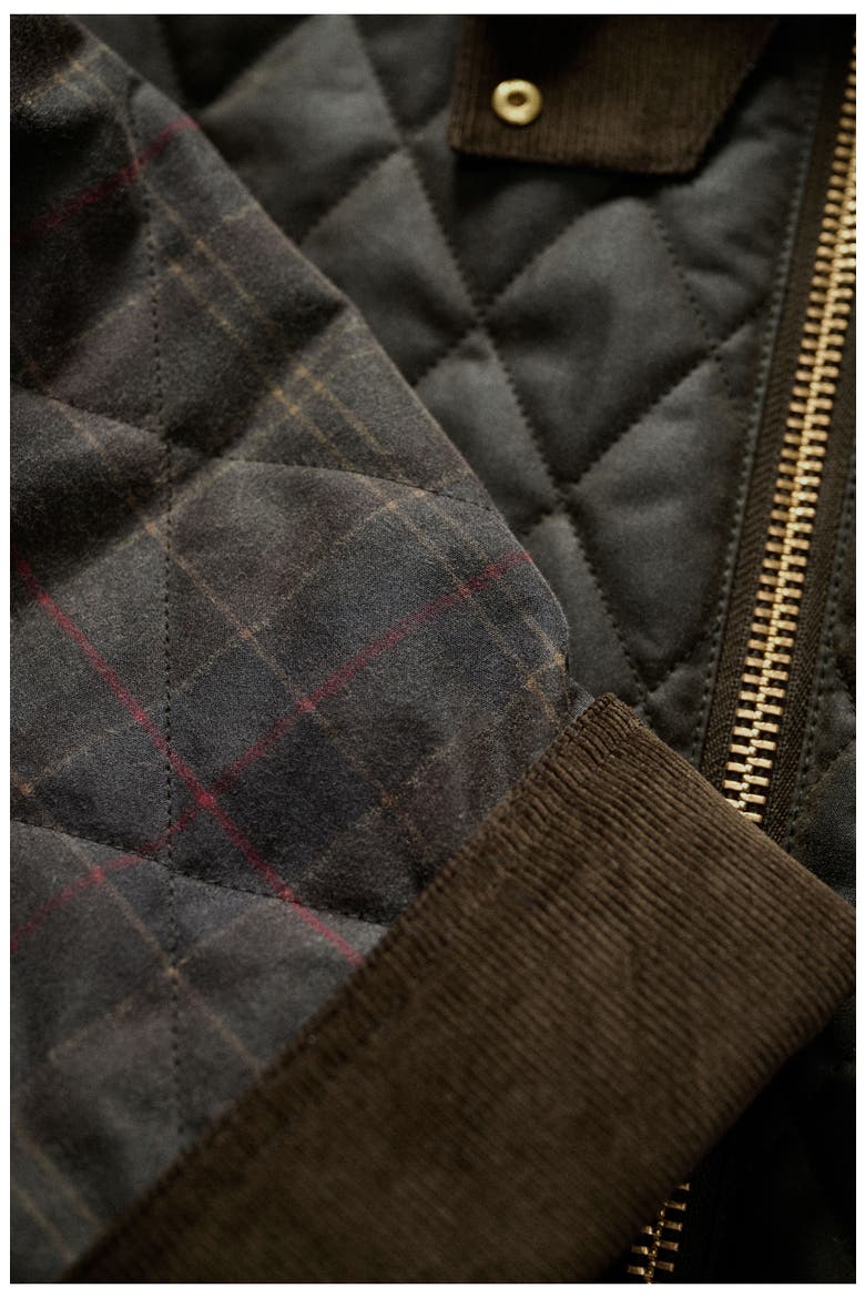 Tartan Reimagined Icon Quilted Waxed Cotton Jacket, Alternate, color, OLIVE/ CLASSIC