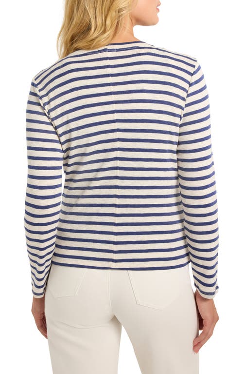 Nzt By Nic+zoe Snap Front Striped Cardigan In Blue Multi