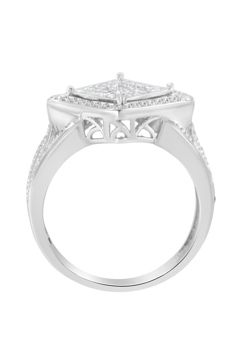 Silver 2/5 Cttw Princess Cut Diamond Cluster Composite Cocktail Ring, Alternate, color, Silver