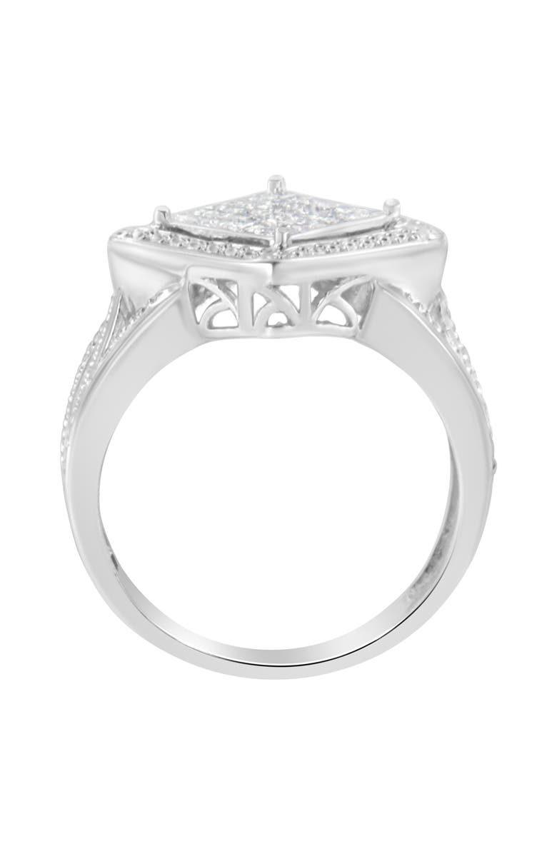 Haus of Brilliance Silver 2/5 Cttw Princess Cut Diamond Cluster Composite Cocktail Ring, Alternate, color, Silver