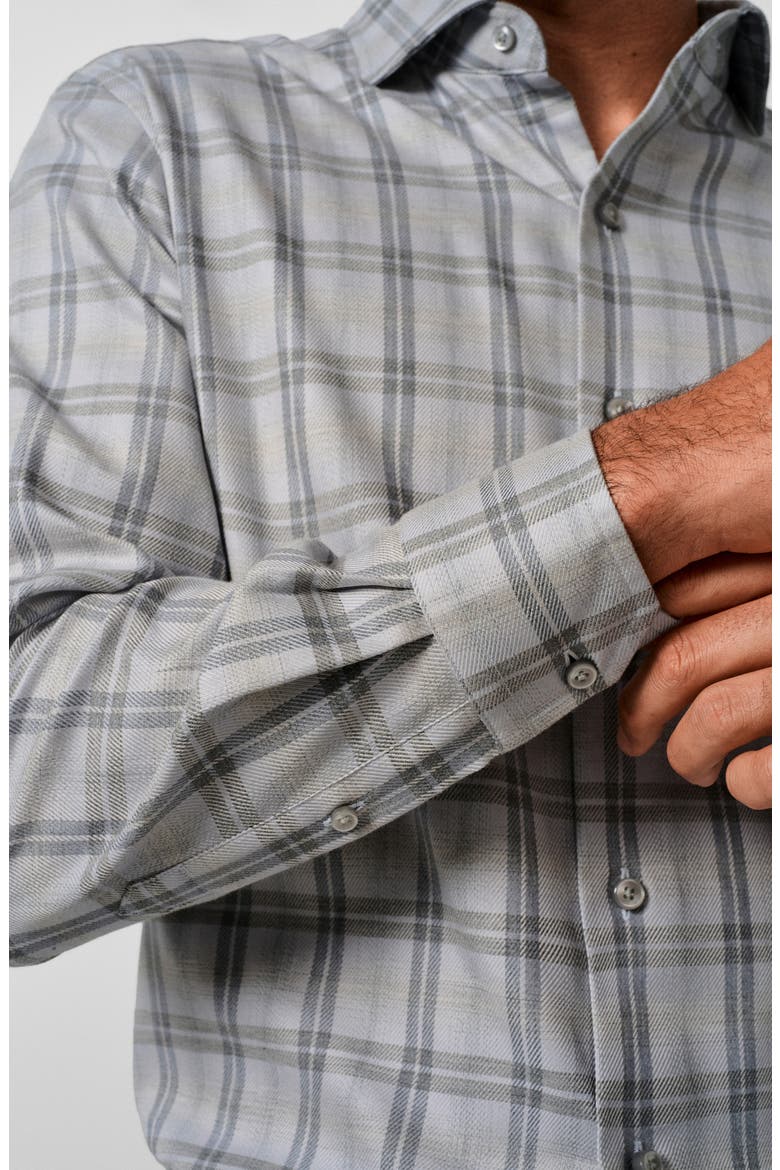 Melange Check Pima Cotton Sport Shirt, Alternate, color, HEATHER GREY