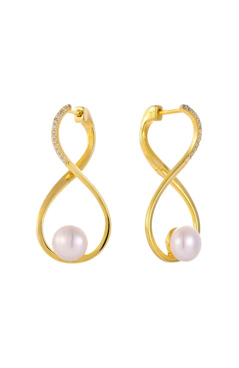 Waterproof Infinity Earrings with Pearl Hoop Earrings
