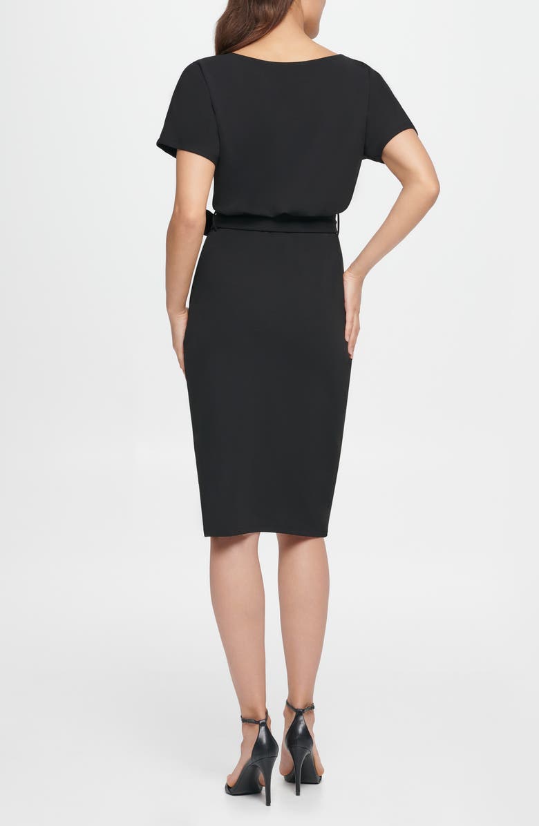 Kensie Tie Front Blouson Dress, Alternate, color, Black