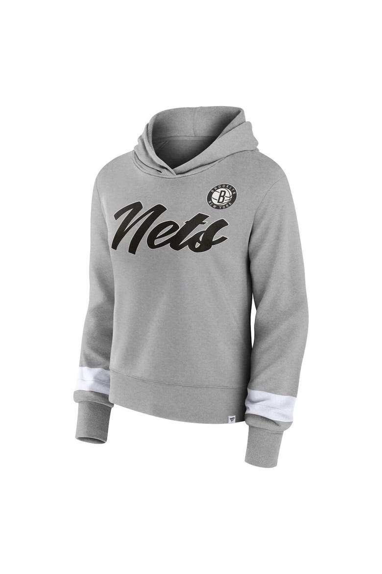 Women's Fanatics Branded Heather Gray Brooklyn Nets Halftime Pullover Hoodie, Alternate, color, Heather Gray