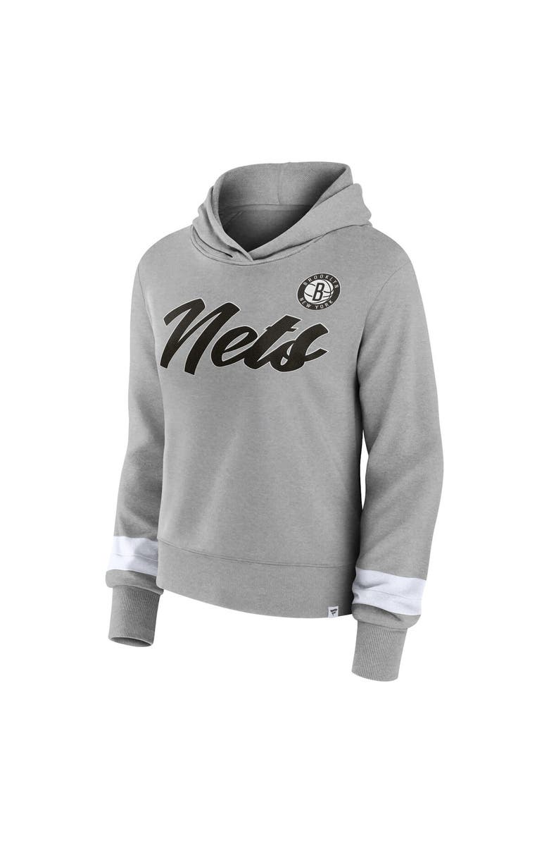 FANATICS Women's Fanatics Branded Heather Gray Brooklyn Nets Halftime Pullover Hoodie, Alternate, color, Heather Gray