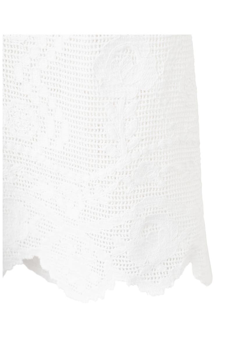 Scalloped Crochet Cotton Minidress, Alternate, color, WHITE