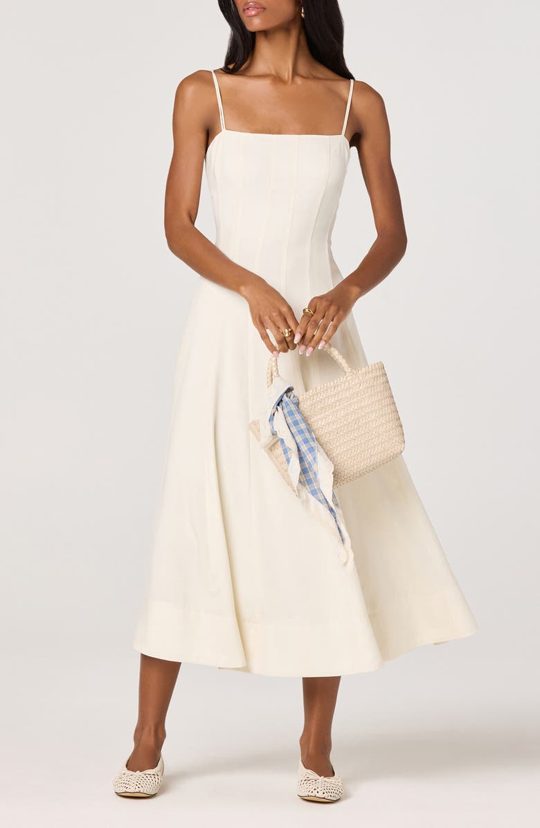 ASTR the Label Trisha Tie Strap Midi Dress, Main, color, Bone