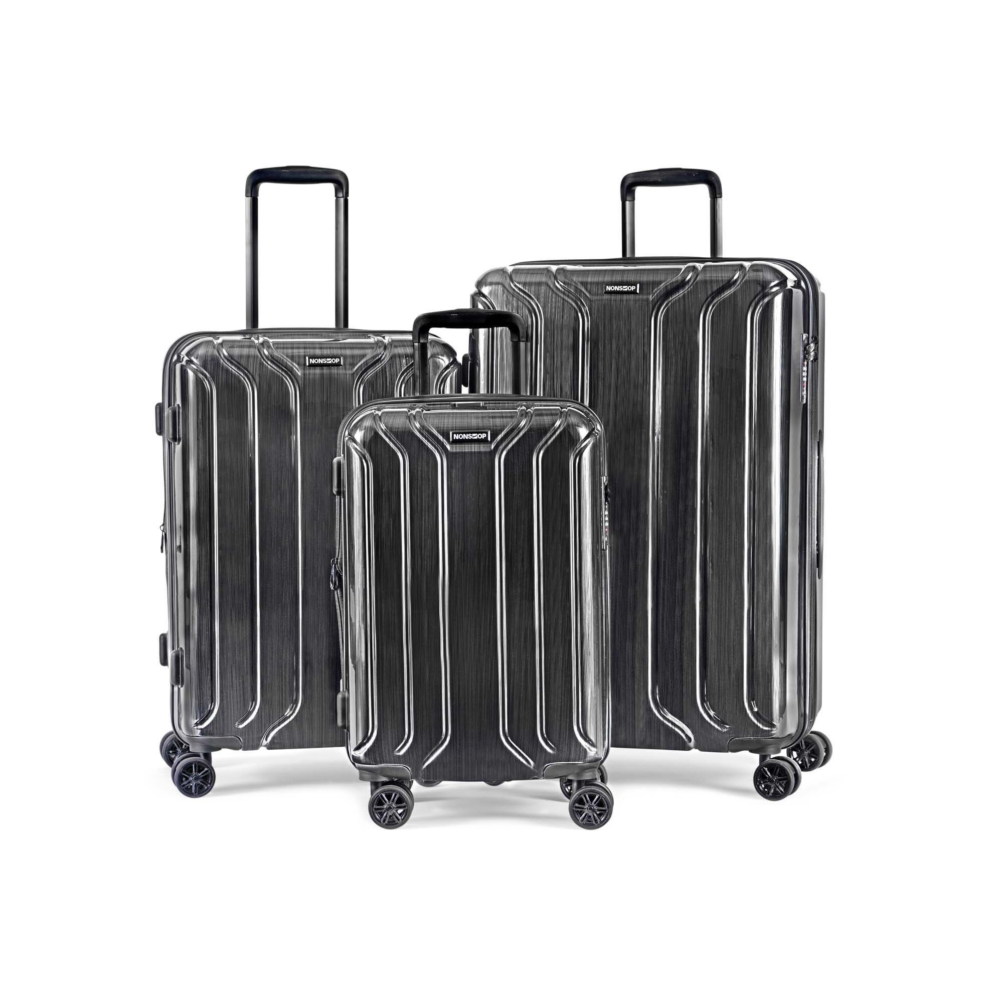 NONSTOP New York Elite Lightweight Expandable 3 Piece spinner Luggage Set  +3 packing cubes, Main, color, Charcoal