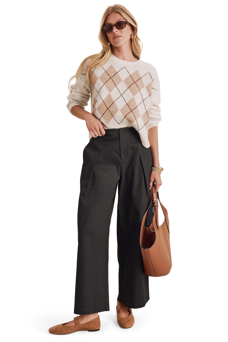Astrid Argyle Sweater, Alternate, color, PALE OAK BEIGE HEATHER