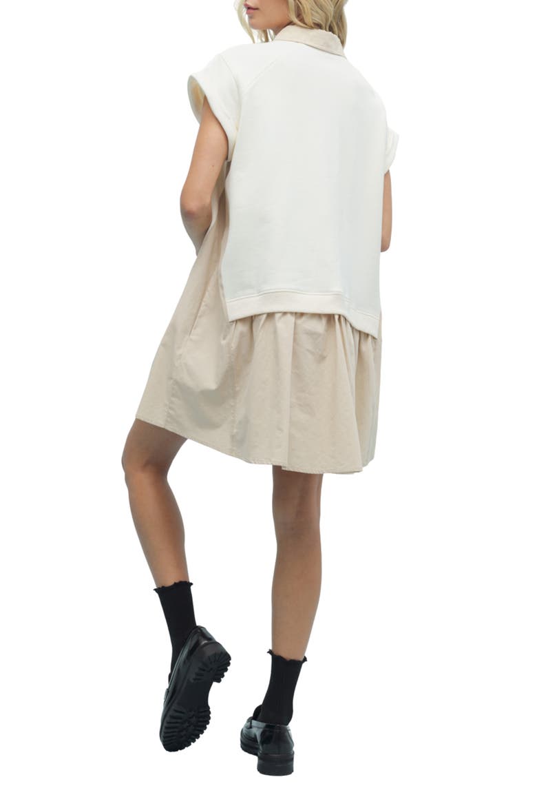Twofer Short Sleeve Minidress, Alternate, color, CREAM/ TAUPE