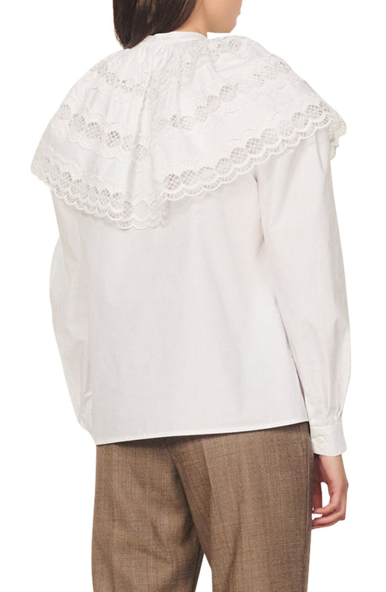 SANDRO Ernesta Lace Yoke Cotton Blouse, Alternate, color,