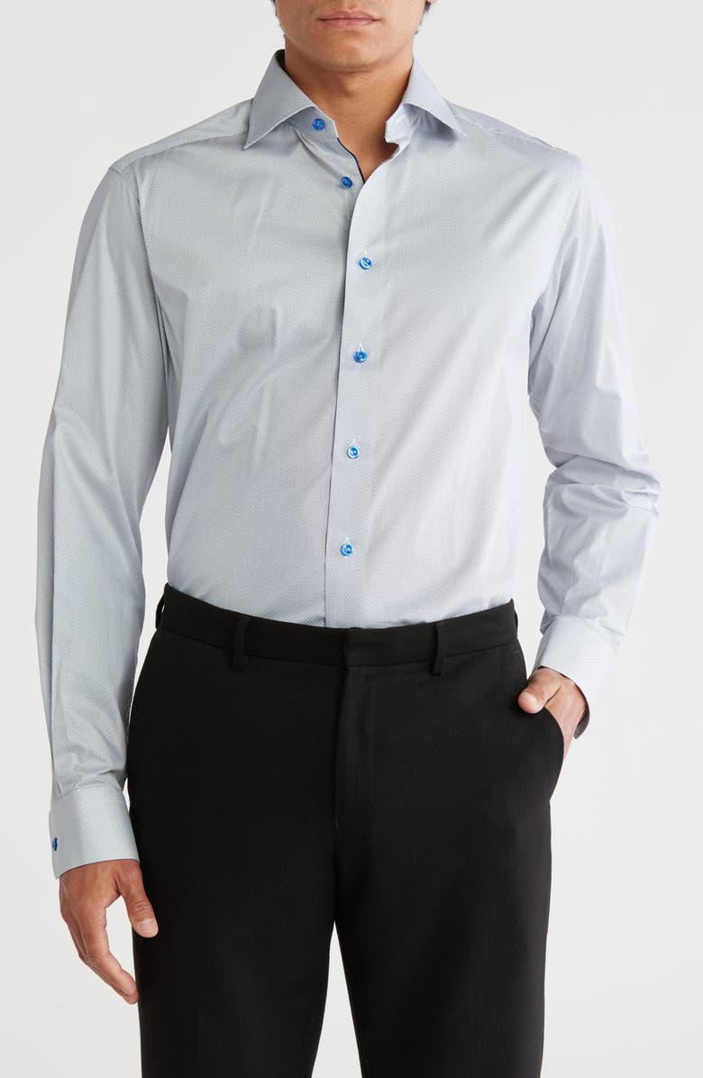 Eton Contemporary Medallion Print Cotton Dress Shirt, Main, color,