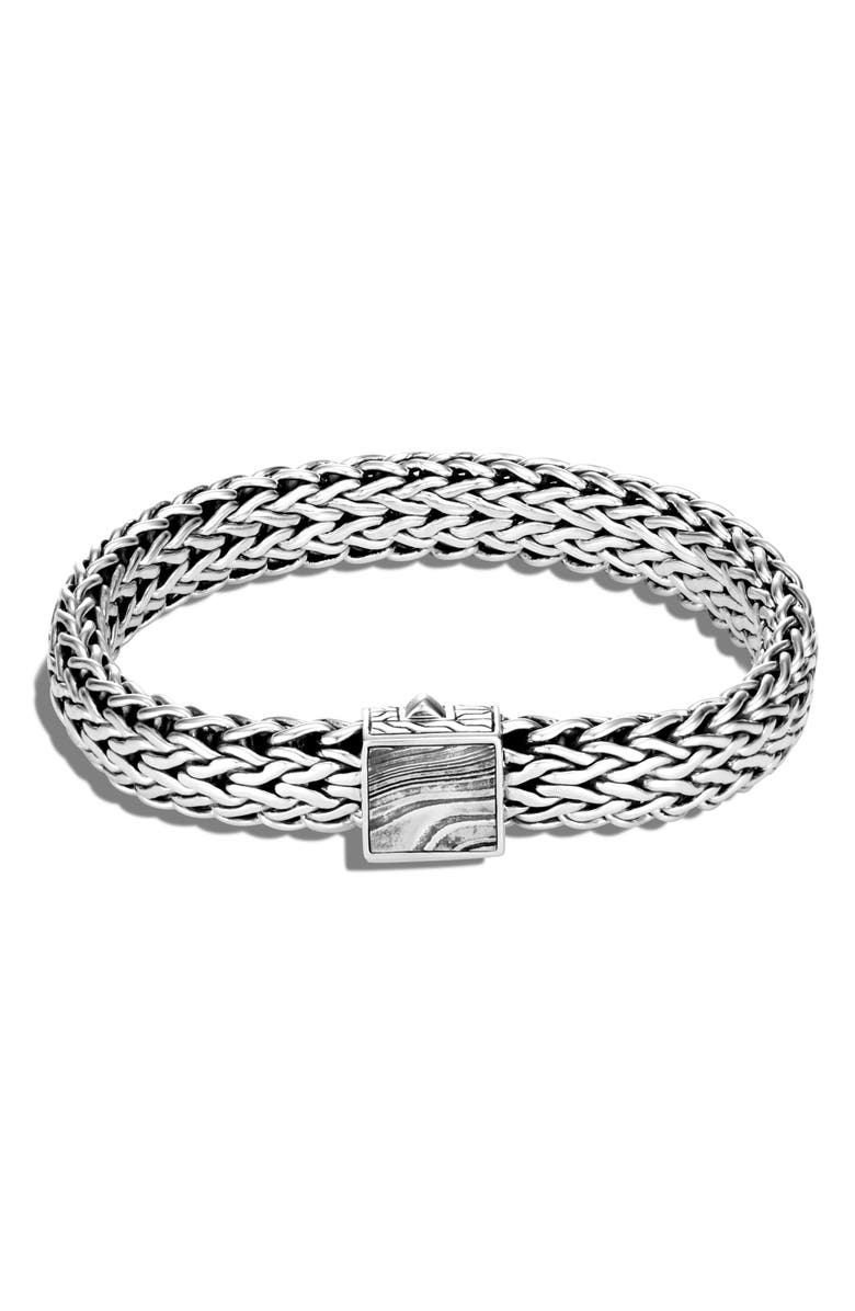 John Hardy Men's Classic Chain Large Flat Chain 11mm Bracelet with Damascus Steel, Main, color, 