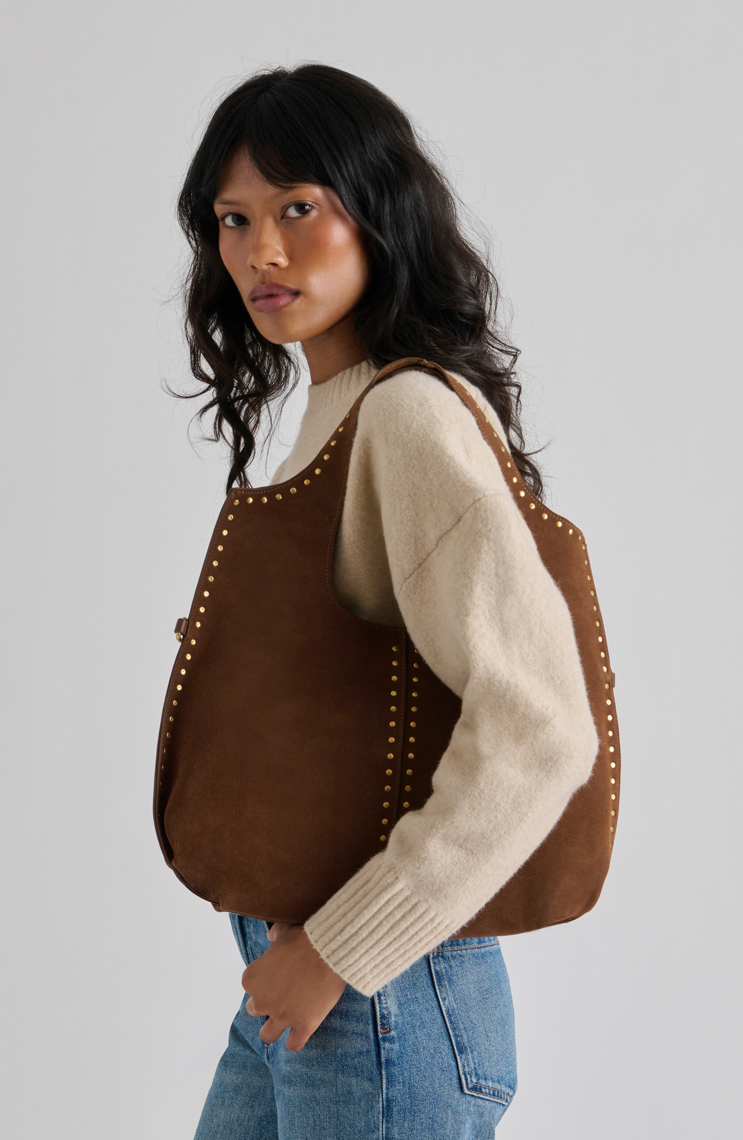 Sonora Suede Hobo, Alternate, color, MID BROWN