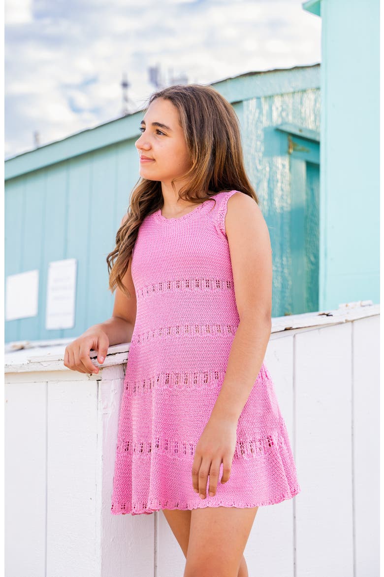 Crochet Flare Summer Dress, Alternate, color, Rose
