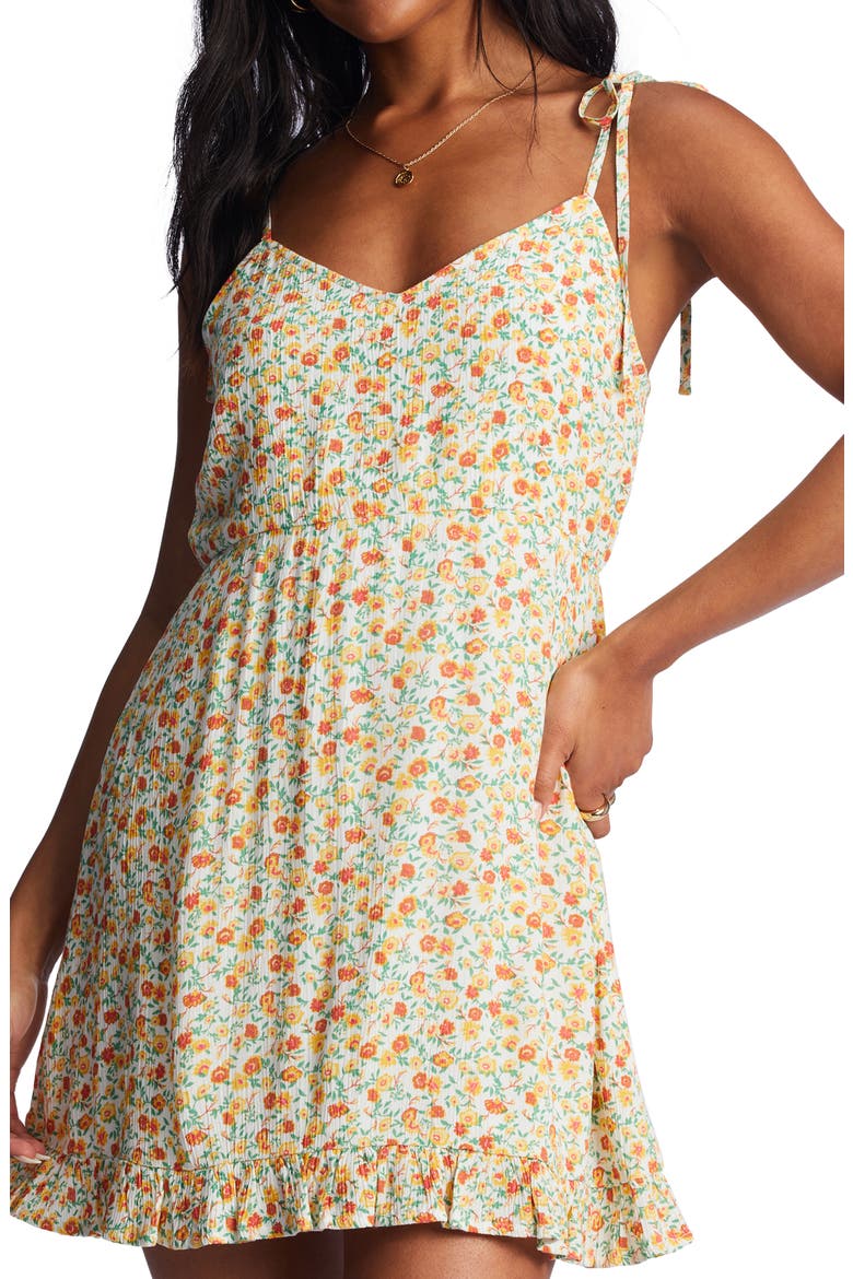 Heart Breaker Tie Strap Floral Mini Sundress, Alternate, color, SALT CRYSTAL