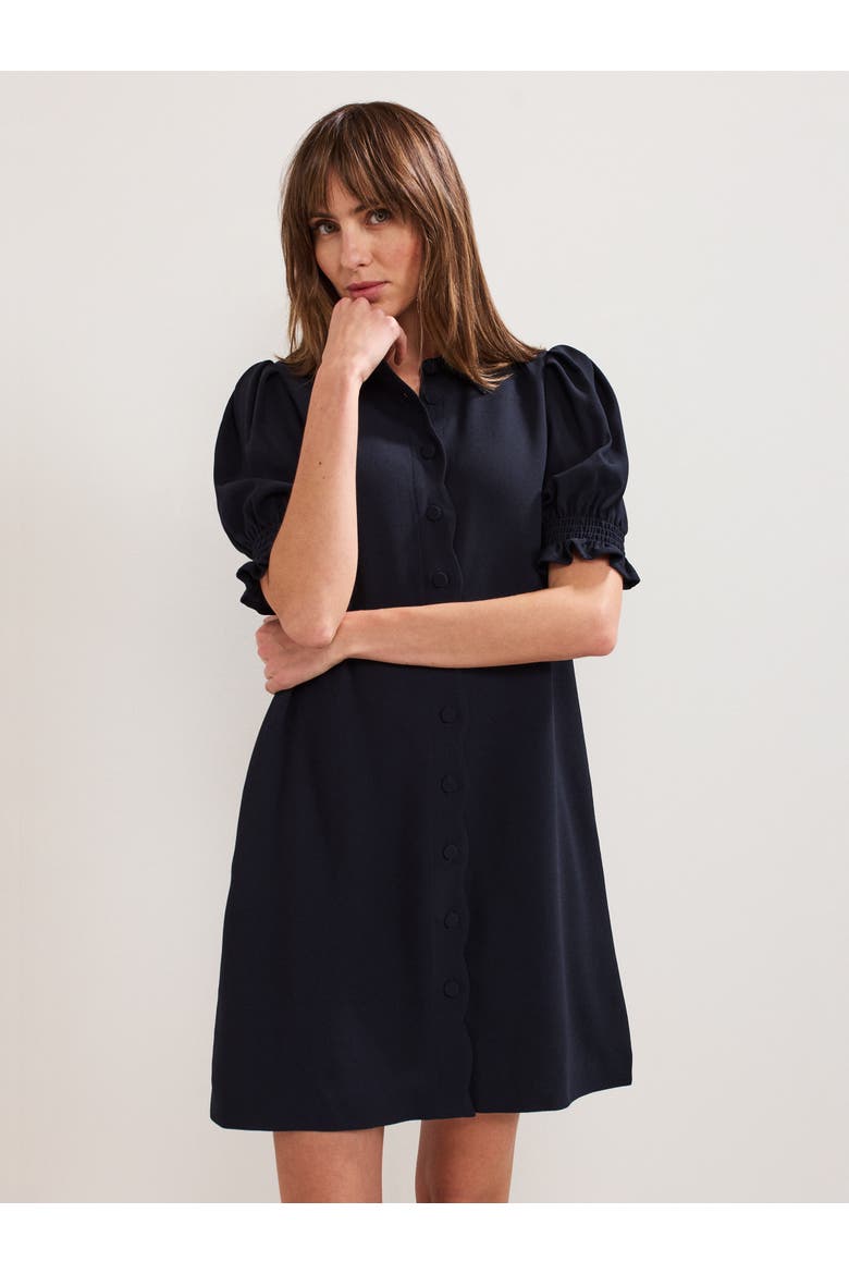 Candice Scallop Detail Shirt Dress, Main, color, Navy