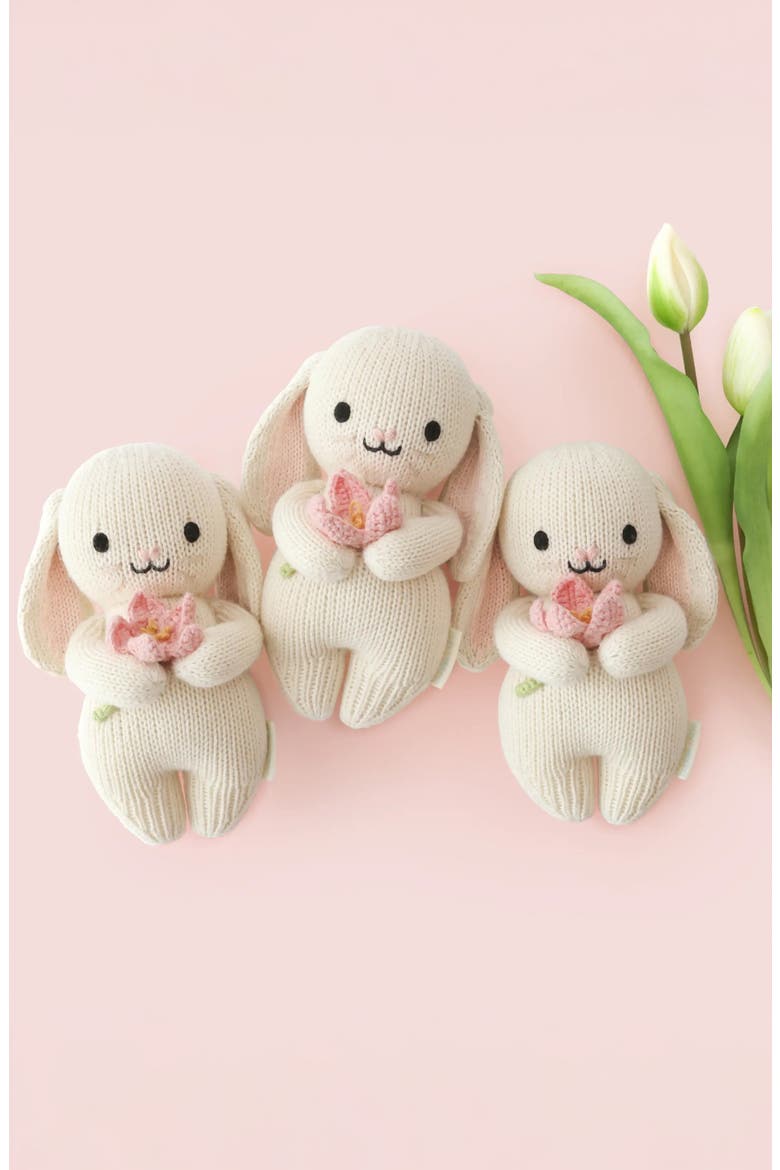 Baby Bunny with Flower Cotton Stuffed Animal, Alternate, color, BEIGE