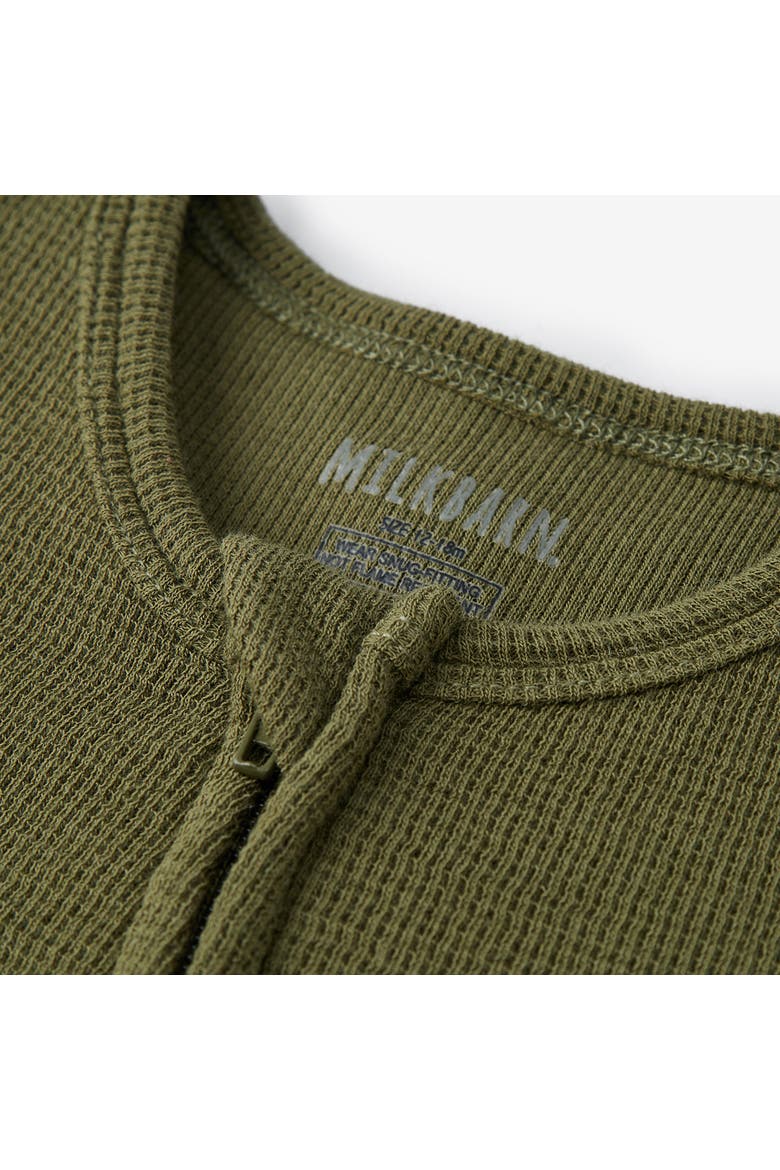Waffle Zipper Pajama, Alternate, color, Olive