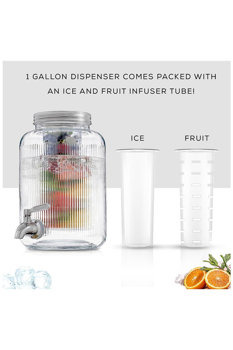 Glass Fluted Drink Dispenser, Alternate, color, CLEAR
