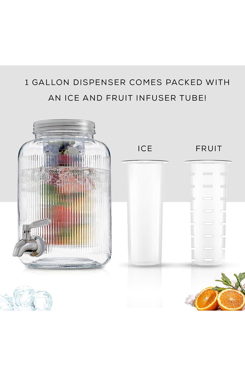 JoyJolt Glass Fluted Drink Dispenser, Alternate, color, Clear