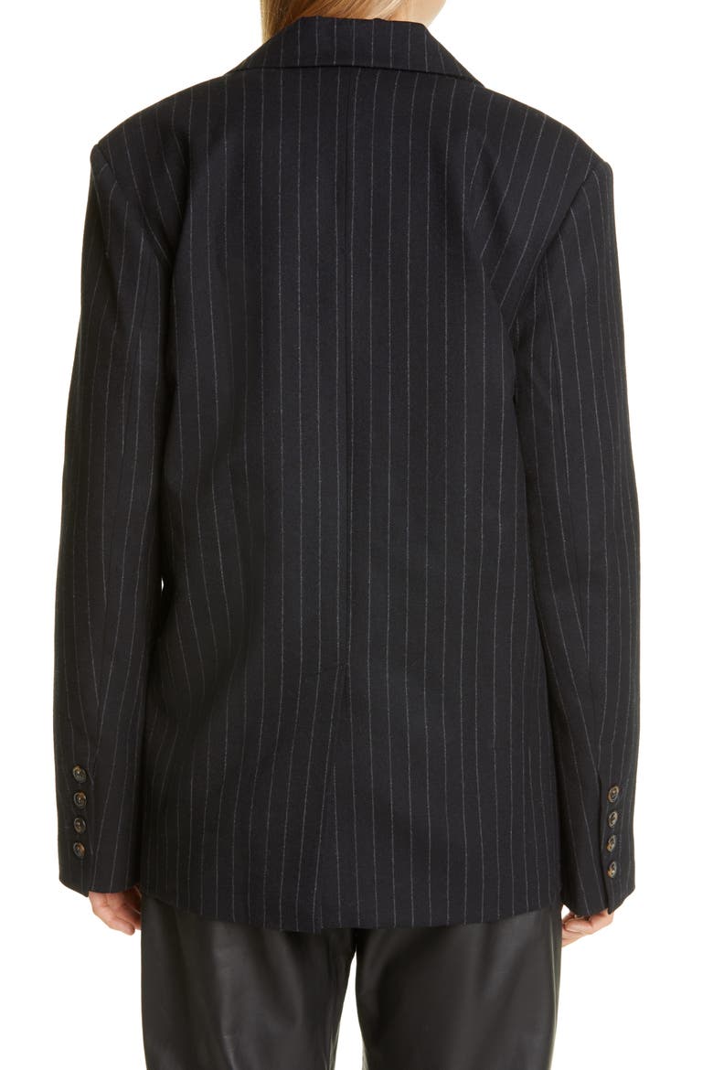 Loulou Studio Oversized Double Breasted Stretch Wool Blazer, Alternate, color, BLACK/ STRIPES