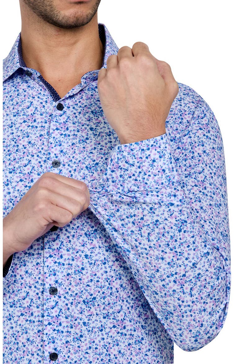 Slim Fit Watercolor Floral Performance Stretch Dress Shirt, Alternate, color, BLUE MULTI