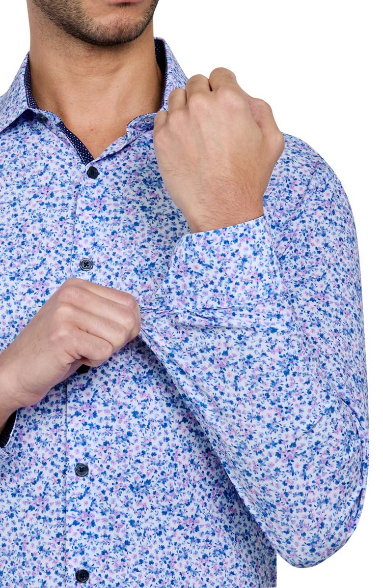 W.R.K Slim Fit Watercolor Floral Performance Stretch Dress Shirt, Alternate, color, Blue Multi