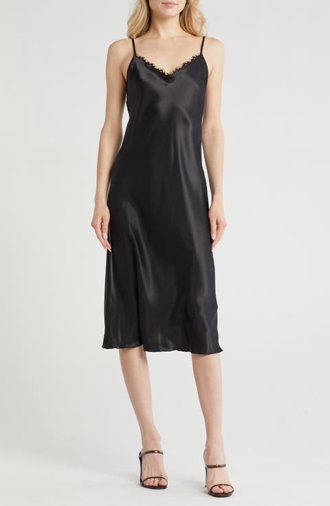 Lace Trim Satin Slipdress