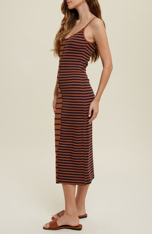 Wishlist Multi Stripe Knit Midi Dress In Brown