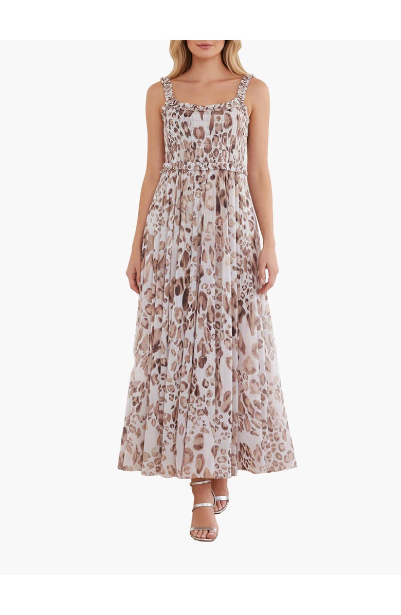 Needle 
Thread Leopard Chiffon Smocked Cami Ankle Gown, Main, color, Moonshine