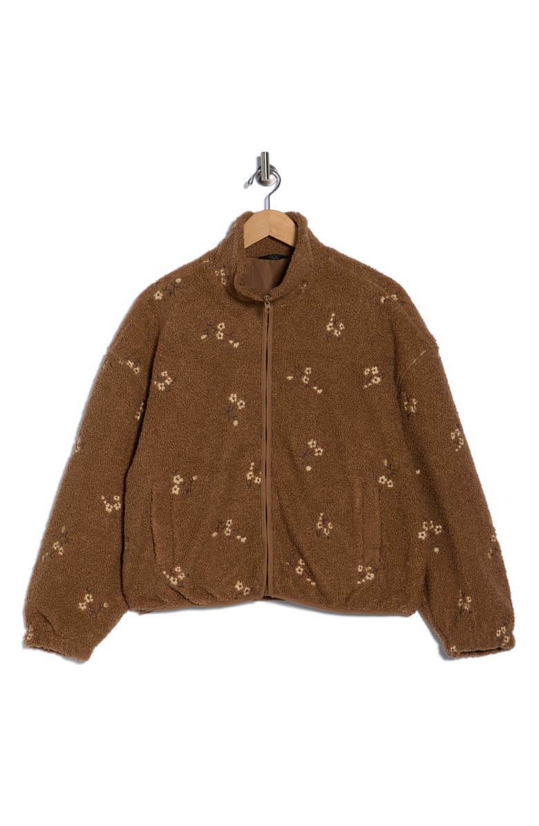 RDI Embroidered Boucle Faux Shearling Jacket, Alternate, color, Caramel