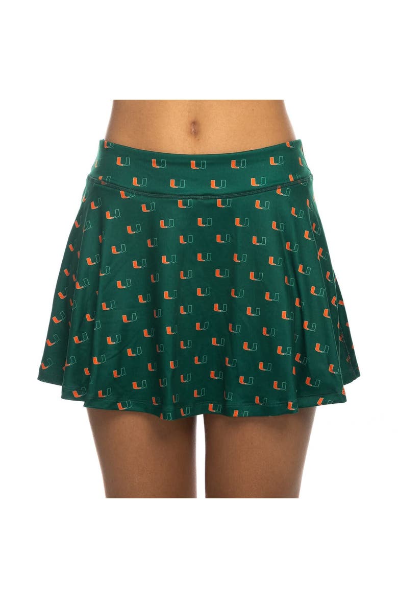 Women's ZooZatz Green Miami Hurricanes All-Over Print Flowy Skort, Main, color, Green