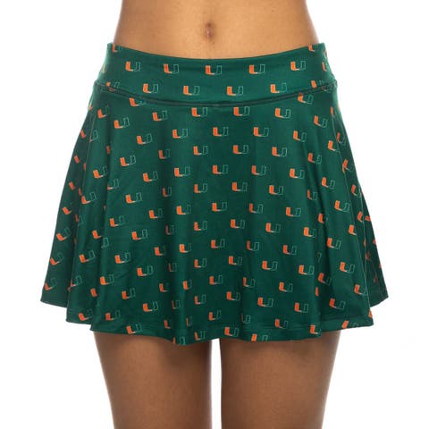 Women
s ZooZatz Green Miami Hurricanes All-Over Print Flowy Skort