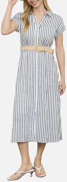 ZOE AND CLAIRE Stripe Belted Shirtdress